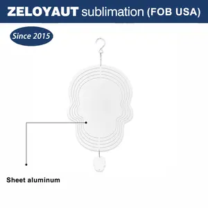 ZELOYUAT Sublimation Wind Spinner Flame Shape Double Sides Printing Sublimation Metal Blanks Wind Spinners For Gardenn