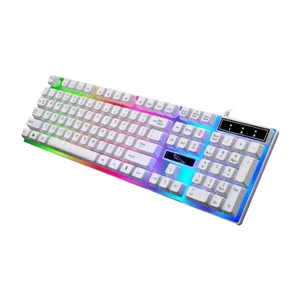 ZGB G21 104 Keys USB Wired Mechanical Feel Colorful Backlight Office Computer Keyboard Gaming Keyboard(White)