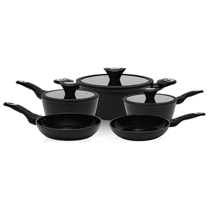 High Quality <b>Pot</b> Pan Silicone Glass Lids Soft Touch Handle Non Stick 8 Piece Forged Aluminium Ceramic Cookware <b>Set</b> - Product Image 1