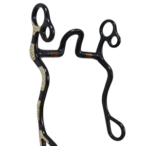 Nouvel Arrivage Horshi : Mors de Correction pour Chevaux à Bouche Large, en Fer Doux Noir, Mors de Bridon Western à Port Moyen avec Joues Gravées - Product Image 1
