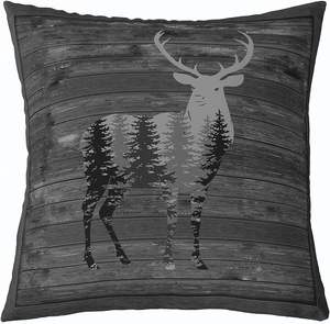 Housse de coussin rétro motif ours et cerf pour la chasse, idéale pour la décoration du salon, housse de coussin décorative loup noir et gris - Product Image 2