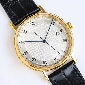 Reloj de Lujo para Hombre de Primera Calidad, Edición Personalizada, Automático, con Fecha, Cristal de Zafiro, Caja de Oro Rosa, Esfera de Esmalte Blanco, Correa de Cuero Negra, 2026 - Product Image 2
