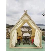 Tente Pavillon Triangulaire en Bois Tendance de Fabrication Directe, Imperméable Oxford 3000mm, Toutes Saisons, pour Camping, Restaurant, Hôtel, Ferme, Glamping