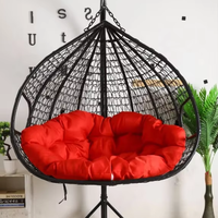 Fauteuil suspendu double en rotin avec support, style panier, pour jardin, balcon, salon, terrasse – Nouveauté très prisée