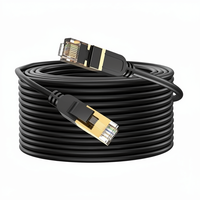 Kabel Ethernet Cat8 50FT Kecepatan Tinggi Tugas Berat 26AWG Konduktor Tembaga Murni Berpelindung Foil Konektor RJ45 Berlapis Emas