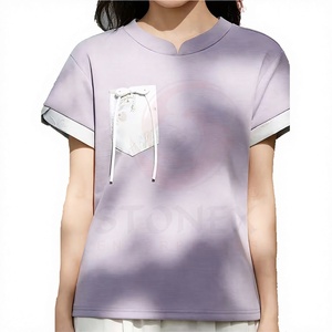 เสื้อยืดพิมพ์ลายแบบมีกระเป๋า ผ้าเนื้อดี เป็นมิตรกับสิ่งแวดล้อม สำหรับผู้หญิง แขนสั้น ทรงปกติ แห้งเร็ว ระบายอากาศดี มีสไตล์ คุณภาพสูง - Product Image 2