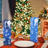 Sac en papier kraft personnalisé, imprimé, écologique, recyclable, pour cadeau de vin de Noël, avec poignée, pour l'emballage de bouteilles de boissons