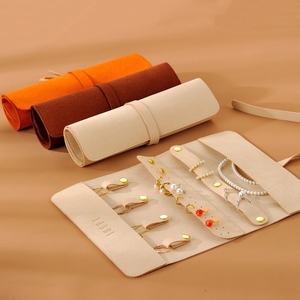 Custom Logo Luxury 1.4mm Microfiber Travel Roll Jewelry Organizer <b>Gift</b> Packaging Jewelry Pouch - Product Image 2