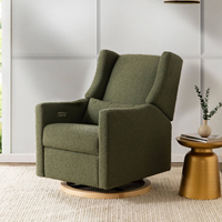 Fauteuil inclinable pivotant moderne en tissu de laine d'agneau blanc, fauteuil à bascule pour salon avec pieds en bois et siège rembourré