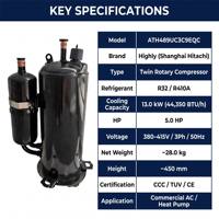 Compresor Rotatorio de Refrigeración de 5HP, Nuevo y Original, Material de Cobre, 1 Año de Garantía, ATH489UC3C9EQC R410A 3PH 380V 50HZ