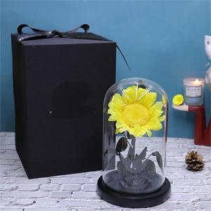 Dôme en verre avec tournesol préservé et base noire, fleur éternelle à tige entière, cadeau pour anniversaire, remise de diplôme, nouvelle maison - Product Image 5