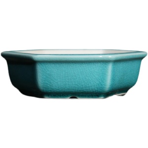 Pot à Bonsaï en Céramique Hexagonal Carré Style Japonais Petit Pot de Fleurs Style Chinois Village de la Poterie - Product Image 4