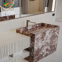 Comptoir en marbre naturel personnalisable MT, meuble-lavabo double en marbre de haute qualité pour hôtel de luxe et villa, plateau de lavabo en marbre