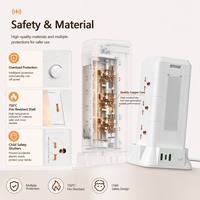 Multiprise industrielle verticale personnalisée 6 prises avec ports USB, type phare, compatible prises britanniques, américaines et européennes