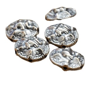 Retro Silver Elephant God Spacer Bead 23x12mm For <b>Bracelet</b> Making <b>Copper</b> Plated Round Jewelry Findings - Product Image 4