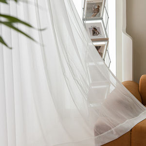 Rideaux en lin blanc transparent pour salon, longueur 84 pouces, œillets semi-transparents, équilibre, rideau en dentelle d'intimité - Product Image 4