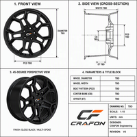 Jantes forgées CF 10000T en 6061-T6 de 20, 21 et 22 pouces, 5*130 PCD, compatibles avec Porsche Taycan Sport Turismo, jantes personnalisées ODM