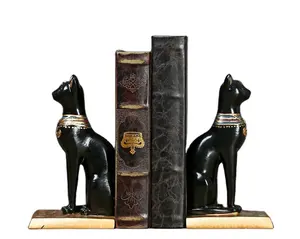 Reçine mısır kedi BOOKENDS siyah altın masa heykeli dekorasyon masa mobilyası yazma yardım tatil hatıra arkadaş hediye
