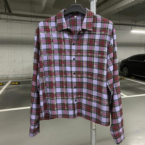 Camiseta Oversize con Hombros Caídos y Lavado Ácido al por Mayor, Camisa de Franela con Botones de Pedrería, Camiseta Térmica de Algodón Personalizada de Manga Larga - Product Image 1