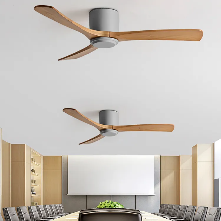 New Product Ideas 2023 Modern Ceiling Fan Solid Wood Blades Ceiling Fan With Light And Remote Control