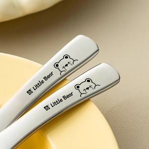 ช้อนหมีน้อยสแตนเลส 304 ด้ามสั้น ดีไซน์น่ารักสำหรับอาหารค่ำสำหรับเด็ก - Product Image 1