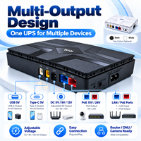 Cadangan Daya Mini UPS untuk Router WiFi ONU ONT CCTV 5V 9V 12V PoE Baterai 18650 yang Dapat Diganti 18W USB Ganda