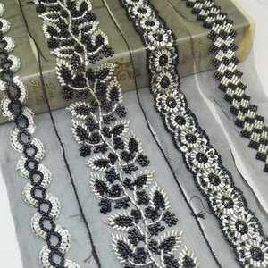 Quảng Đông Sán Đầu Nhà Máy Vải Tuyn Ăn Mặc Phụ Kiện Pha Lê Hạt Sequin Beading Trang Trí Màu Hồng Ren <span class=keywords><strong>Trim</strong></span> - Product Image 6