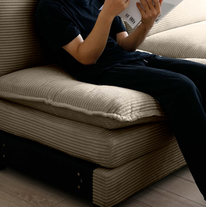 Ensemble de canapé convertible en velours côtelé en forme de U, moderne, 4 places avec 2 ottomanes, canapé-lit en tissu doux de qualité supérieure - Product Image 5