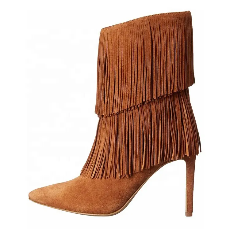 European fancy high heel tassel ankle boots 2020 shoes women booties