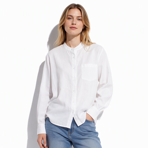 Camicie e Bluse da <span class=keywords><strong>Donna</strong></span> all'Ingrosso, 100% <span class=keywords><strong>Lino</strong></span>, Colletto alla Coreana, Vestibilità Ampia, Manica Lunga, <span class=keywords><strong>Camicia</strong></span> Estiva Casual per Donne - Product Image 1