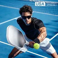 Raquette de pickleball professionnelle haut de gamme en fibre de carbone sans bordure, durable, avec noyau en polymère alvéolé de 16 mm, personnalisable et portable pour les sports en salle