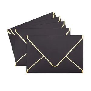 リサイクル可能な白紙封筒結婚披露宴の招待状封筒グリーティングカードゴールドボーダー付きギフト封筒