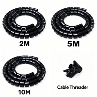 Tube de gestion de câbles flexible en spirale noir de 8 mm, 10 mm, 16 mm, extrudé et coupé pour l'organisation des câbles d'ordinateur et de télévision au bureau