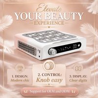 Aspirateur de poussière d'ongles portable 60W en métal, rechargeable, avec filtre électrique pour manucure au gel acrylique