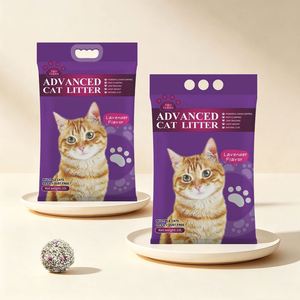 Litière pour chat à forte absorption, 99% sans poussière, parfumée à la lavande, 4 kg, 8 kg, litière pour chat en bentonite naturelle biodégradable - Product Image 1