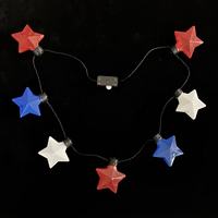 Collier lumineux LED clignotant 7 étoiles, rouge, blanc, bleu, collier à cinq branches en forme d'étoile, accessoire de fête patriotique pour la fête de l'Indépendance
