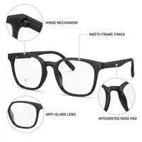 Lunettes optiques carrées robustes de haute qualité pour hommes et femmes, idéales pour le travail à distance et les études, ajustement confortable, durables, K504-12, logo personnalisé disponible