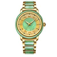 Reloj Mecánico Automático de Lujo con Grabado de los 12 Signos del Zodiaco Chino, Jadeíta Natural de Myanmar, Chapado en Oro, Incrustaciones de Diamantes y Zafiro para Hombre
