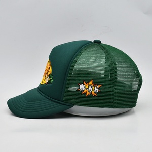 Diseño personalizado estilos de marca 5 paneles cuerda gorra de camionero espuma al por mayor bordado verde gorra de camionero fabricante - Product Image 4
