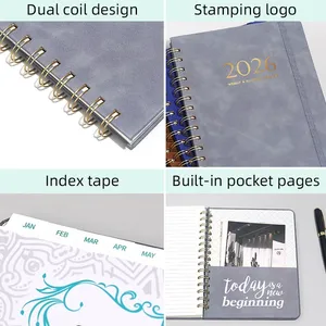 Agenda Settimanale e Mensile Personalizzata A5 con Copertina Rigida e Spirale, Logo Personalizzato in Lamina Dorata, <span class=keywords><strong>Libro</strong></span> degli Appuntamenti Aziendale - Product Image 3