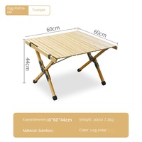 Table de camping pliante légère en bambou massif et bois de forme rectangulaire avec chaise