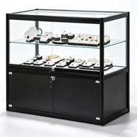 Schwarze Metallrahmen-Glasvitrine Ausstellungsschränke Mit LED-Beleuchtung Schmuck-Ausstellungsvitrine