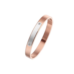 Hiphop Luxury Crystal Diamond Blank <b>Bangle</b> <b>Bracelets</b> Stainless Steel Rose Gold Plated Jewelry Couple <b>Bracelet</b> - Product Image 5
