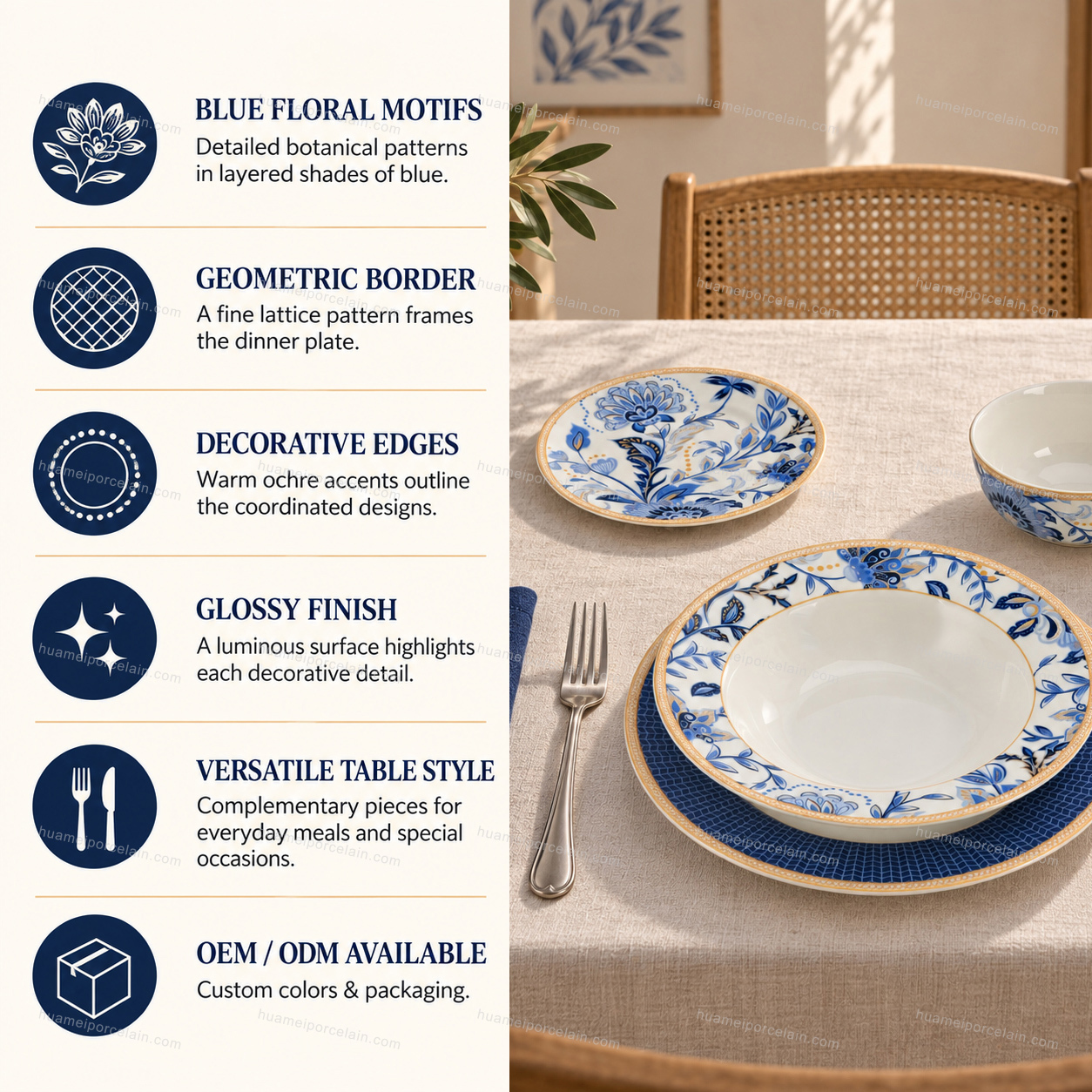 Custom Fine Bone China Luxury Crockery Tableware Plato Vajilla Assiette Porcelain Ceramic Plate Dinnerware Dinner Sets · image 2