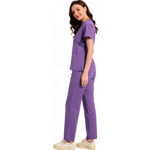 Daoyi Medical Scrub Set Women Solid Color Polyester Hospital Uniform Workwear For Nurses Aesthetics Clinic Wear - Product Image 1