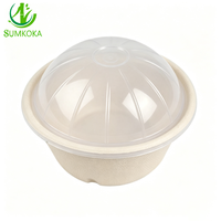SUMKOKA Couvercle Dôme Transparent en Plastique PET de Qualité Alimentaire 125mm, Jetable, pour Bols de Desserts et Crèmes Glacées en Bagasse Compostable