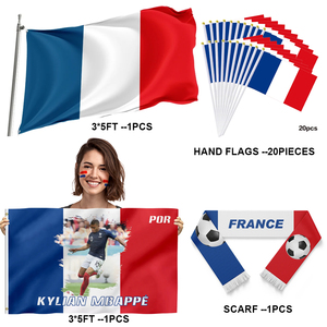 Ensemble de 20 drapeaux et écharpes pour le match de football français 2026 – Kit de drapeaux portables et écharpes pour supporters – Cadeau idéal pour les fans de football – Drapeaux à agiter pour le stade de France - Product Image 1