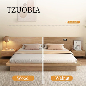 Japanese Floor <b>Bed</b> Modern King <b>Size</b> Platform Wooden Frame Bedroom Furniture Double With Nightstand BZ-106 Bedroom Furniture Wood - Product Image 3