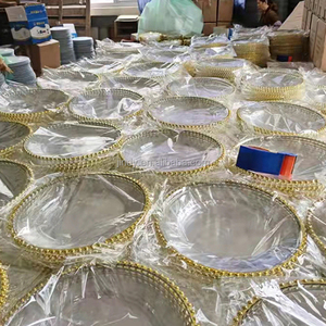 Platos Base Redondos de Plástico con Borde Dorado para Bodas, Platos de Presentación con Ribete Plateado, Venta al por Mayor - Product Image 6