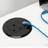 Enchufe redondo de 80 mm con salida USB e interfaz de red, módulo de punto débil personalizable, venta al por mayor de enchufes de fábrica